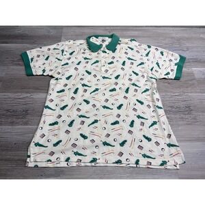 Vintage La Mode Golf Polo M‎ Shirt All Over Print AOP Tees Flags Pads USA Made